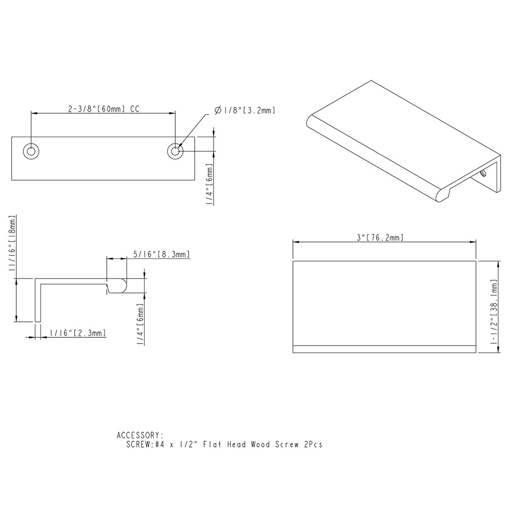 Elements A500-3 Edge Pull Elements A500-3 Edge Pull