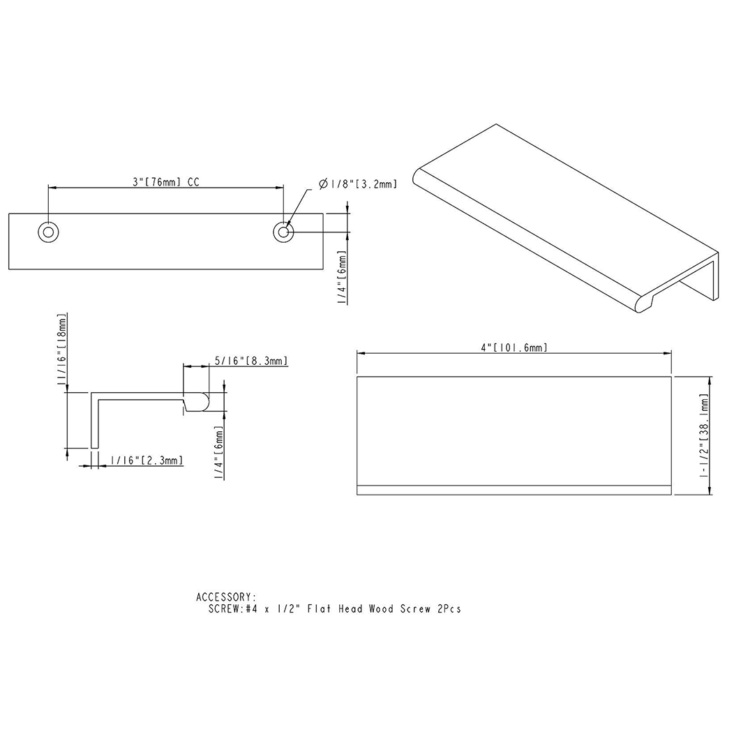 Elements A500-4 Edge Pull Elements A500-4 Edge Pull