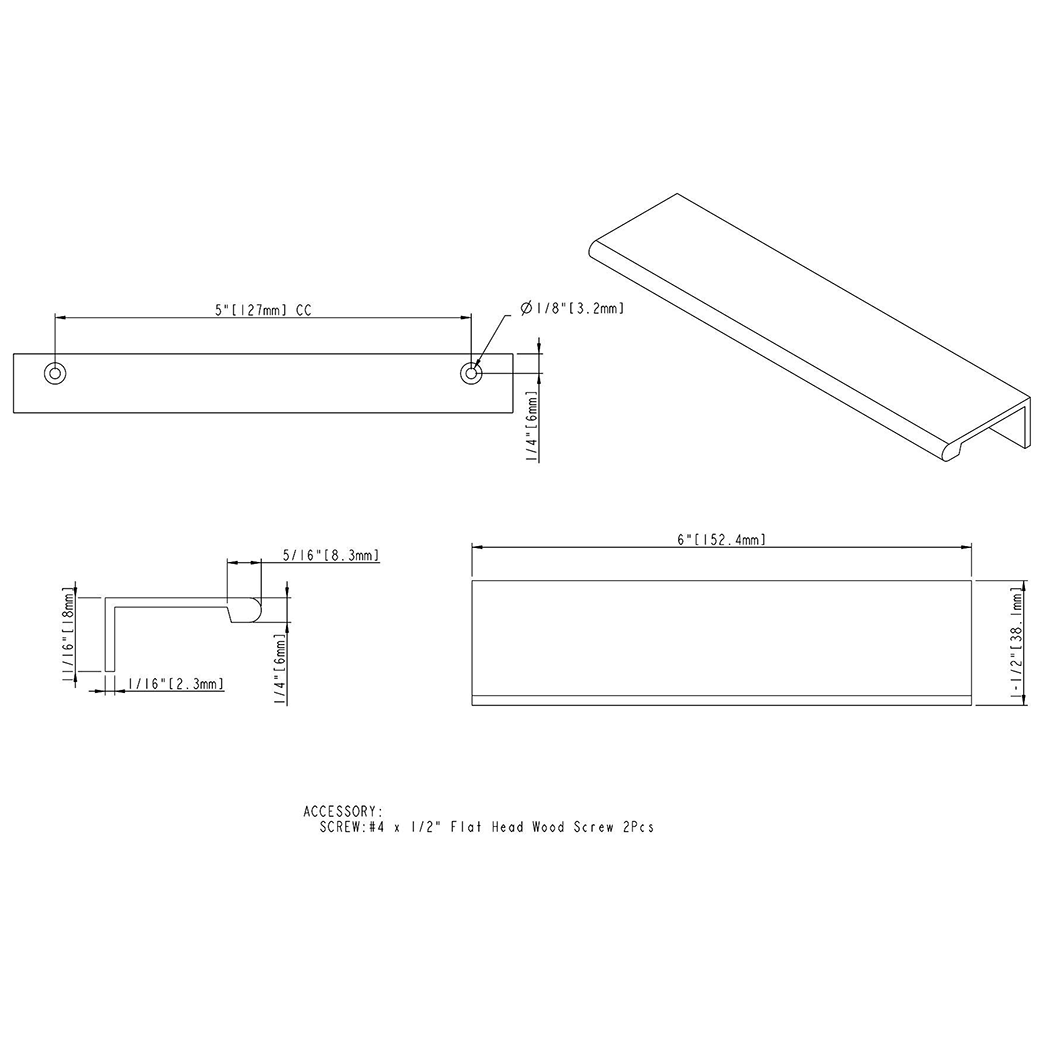 Elements A500-6 Edge Pull Elements A500-6 Edge Pull