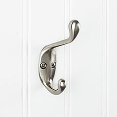 Elements [YD40-337SN] Die Cast Zinc Wall Hook - Double - Satin Nickel Finish - 3 3/8&quot; L