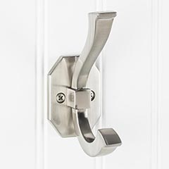 Elements [YD45-431SN] Die Cast Zinc Wall Hook - Double - Satin Nickel Finish - 4 5/16&quot; L