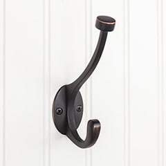 Elements [YD60-550DBAC] Die Cast Zinc Wall Hook - Double - Brushed Oil Rubbed Bronze Finish - 5 1/2&quot; L