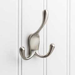 Elements [YT40C-400SN] Die Cast Zinc Wall Hook - Triple - Concealed Mount - Satin Nickel Finish - 4&quot; L