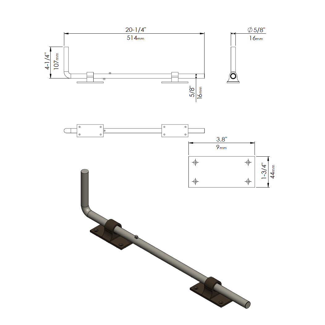 Forever Hardware [F2-800] Gate Cane 