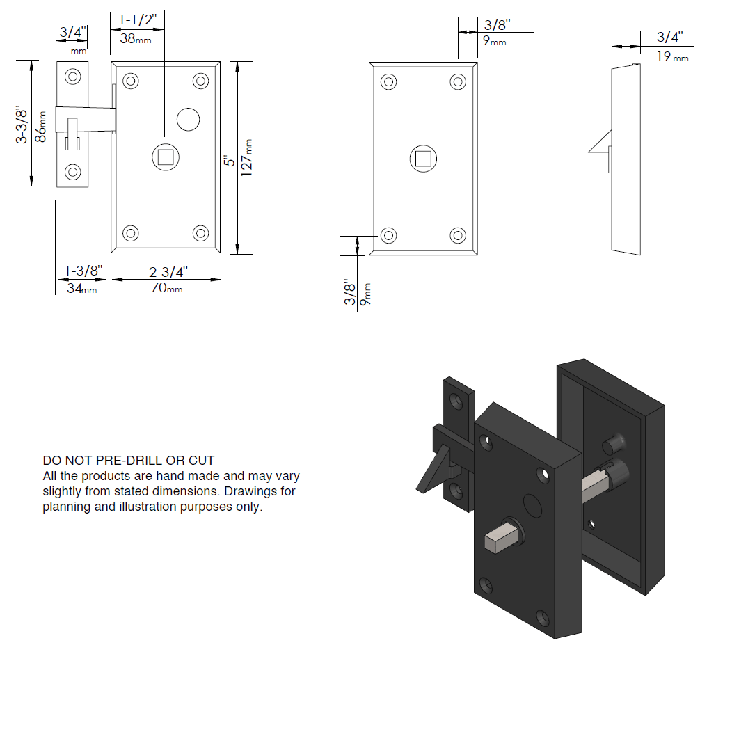 Forever Hardware [F1-400-00-SET-LH-M] Gate Case Latch Set