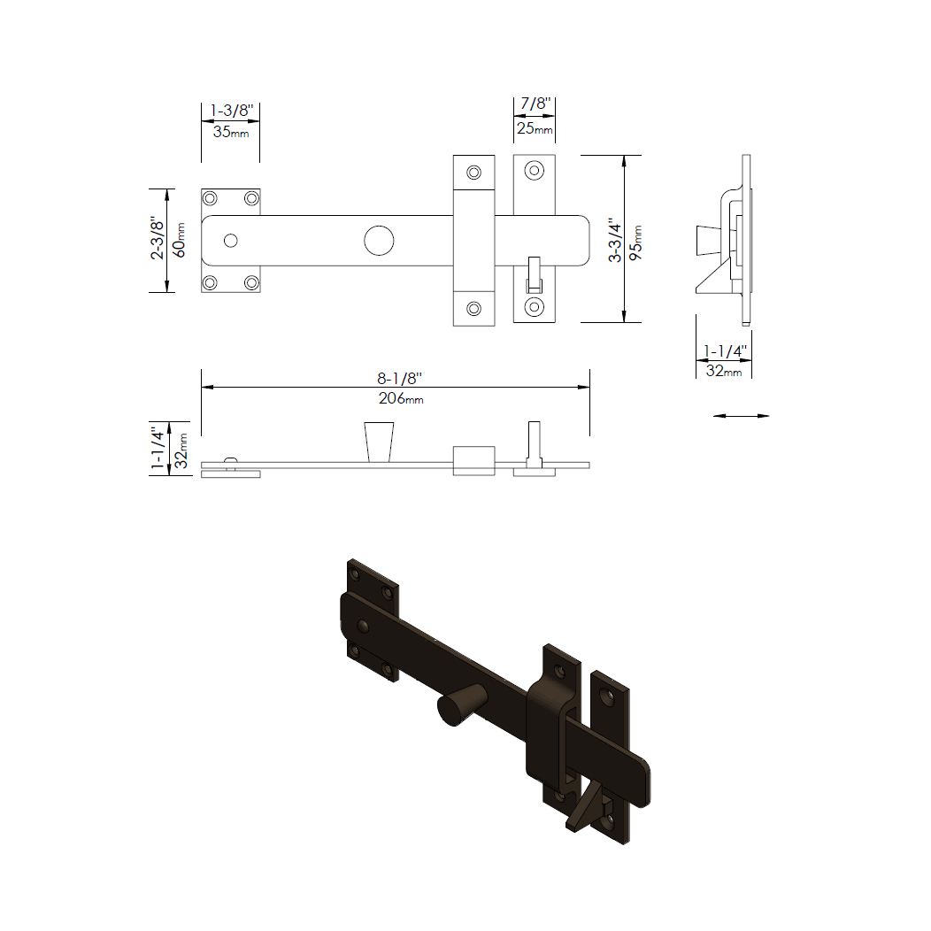 Forever Hardware [F2-230] Bronze Gate  Drop Bar