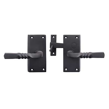Forever Hardware [F1-410-00-SET-LH] Solid Bronze Gate Case Latch Set - Narrow Square Plate - Left Hand - 5&quot; H x 2 1/4&quot; W