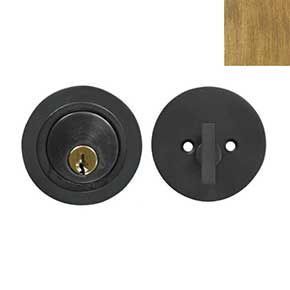 Forever Hardware [F6-530-C] Solid Bronze Gate Deadbolt - Round Plate - Single Cylinder - Champagne Finish -2 1/2" Dia.