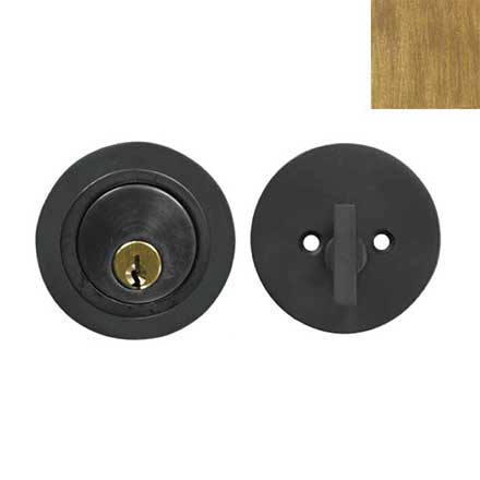 Forever Hardware [F6-530] Solid Bronze Gate Deadbolt - Round Plate - Single Cylinder - 2 1/2&quot; Dia.