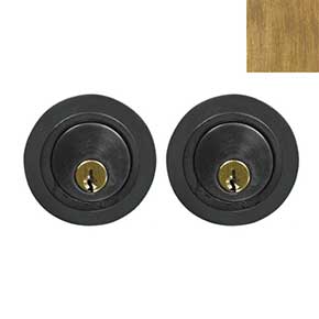 Forever Hardware [F6-530-D-C] Solid Bronze Gate Deadbolt - Round Plate - Double Cylinder - Champagne Finish - 2 1/2" Dia.