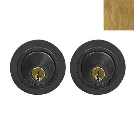 Forever Hardware [F6-530-D-C] Solid Bronze Gate Deadbolt - Round Plate - Double Cylinder - Champagne Finish - 2 1/2&quot; Dia.