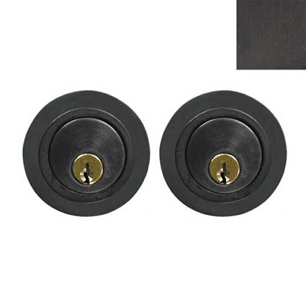 Forever Hardware [F6-530-D-E] Solid Bronze Gate Deadbolt - Round Plate - Double Cylinder - Espresso Finish - 2 1/2&quot; Dia.