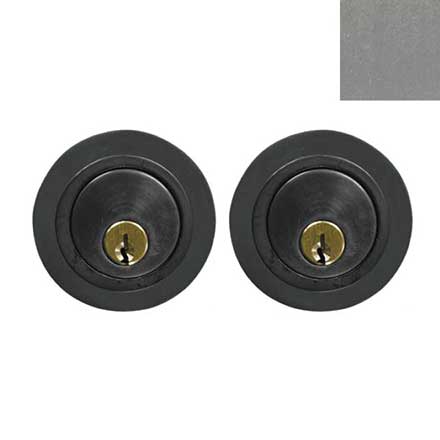 Forever Hardware [F6-530-D-P] Solid Bronze Gate Deadbolt - Round Plate - Double Cylinder - Platinum Finish - 2 1/2&quot; Dia.