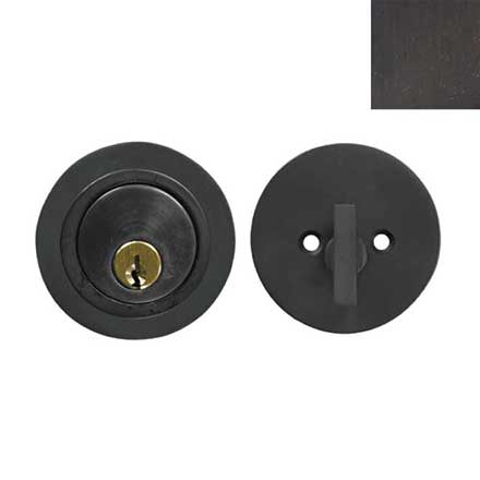 Forever Hardware [F6-530-E] Solid Bronze Gate Deadbolt - Round Plate - Single Cylinder - Espresso Finish -2 1/2&quot; Dia.