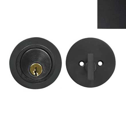 Forever Hardware [F6-530-M] Solid Bronze Gate Deadbolt - Round Plate - Single Cylinder - Midnight Finish -2 1/2&quot; Dia.