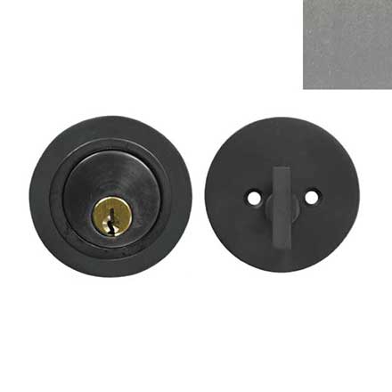 Forever Hardware [F6-530-P] Solid Bronze Gate Deadbolt - Round Plate - Single Cylinder - Platinum Finish -2 1/2&quot; Dia.