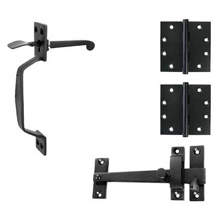 Forever Hardware Solid Bronze Light Duty Gate Butt Hinge &amp; Thumb Latch Kit - Rectangular End - 2 Hinge