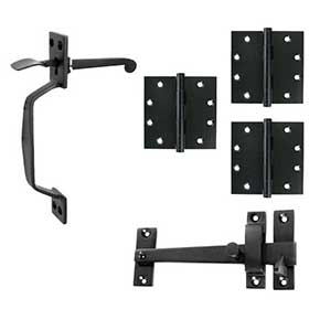 Forever Hardware Solid Bronze Light Duty Gate Butt Hinge & Thumb Latch Kit - Rectangular End - 3 Hinge