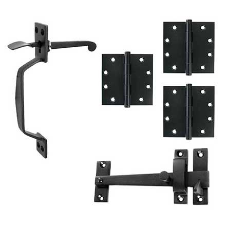 Forever Hardware Solid Bronze Light Duty Gate Butt Hinge &amp; Thumb Latch Kit - Rectangular End - 3 Hinge