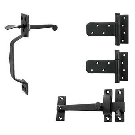 Forever Hardware Solid Bronze Light Duty Gate T-Hinge &amp; Thumb Latch Kit - Rectangular End - 2 Hinge