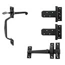 Forever Hardware Solid Bronze Light Duty Gate T-Hinge & Thumb Latch Kit - Rectangular End - 2 Hinge