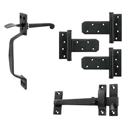 Forever Hardware Solid Bronze Light Duty Gate T-Hinge &amp; Thumb Latch Kit - Rectangular End - 3 Hinge
