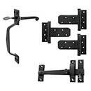 Forever Hardware Solid Bronze Light Duty Gate T-Hinge &amp; Thumb Latch Kit - Rectangular End - 3 Hinge