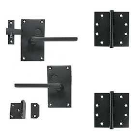 Forever Hardware Solid Bronze Gate Case Latch & Butt Hinge Kit - Tapered Square Lever - 2 Hinge