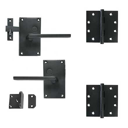 Forever Hardware Solid Bronze Gate Case Latch &amp; Butt Hinge Kit - Tapered Square Lever - 2 Hinge