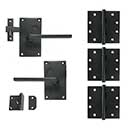 Forever Hardware Solid Bronze Gate Case Latch &amp; Butt Hinge Kit - Tapered Square Lever - 3 Hinge