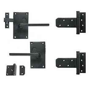 Forever Hardware Solid Bronze Gate Case Latch & T-Hinge Kit - Tapered Square Lever - 2 Hinge