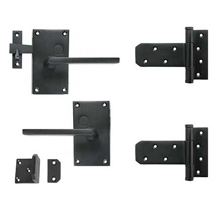 Forever Hardware Solid Bronze Gate Case Latch &amp; T-Hinge Kit - Tapered Square Lever - 2 Hinge