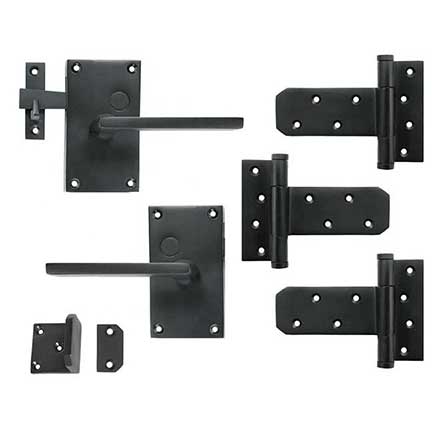 Forever Hardware Solid Bronze Gate Case Latch &amp; T-Hinge Kit - Tapered Square Lever - 3 Hinge