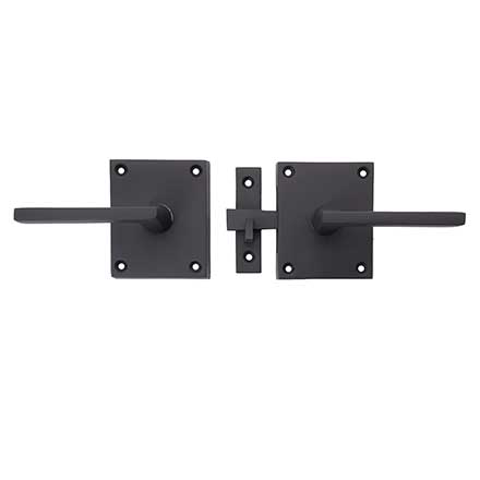 Forever Hardware [F1-425-25-SET] Solid Bronze Gate Case Latch Set - Square Plate - Universal Handing - 3 3/4&quot; H x 3&quot; W