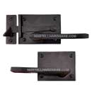 Forever Hardware [F1-555-00-SET-LH] Solid Bronze Gate Drop Bar Latch Set - Horizontal Square Plate - 2 3/8" Backset - Left Handed - 3" H x 4 1/2" L