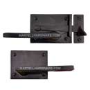 Forever Hardware [F1-555-00-SET-RH] Solid Bronze Gate Drop Bar Latch Set - Horizontal Square Plate - 2 3/8" Backset - Right Handed - 3" H x 4 1/2" L