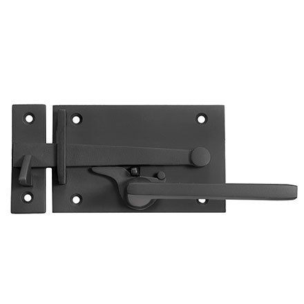 Forever Hardware [F1-570-00-SET-LH] Solid Bronze Gate Lever Drop Bar &amp; Thumb Latch Combo Set - Horizontal Square Plate - Left Handed - 3 1/4" H x 4 3/4" L
