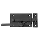 Forever Hardware [F1-570-00-SET-RH] Solid Bronze Gate Lever Drop Bar &amp; Thumb Latch Combo Set - Horizontal Square Plate - Right Handed - 3 1/4" H x 4 3/4" L