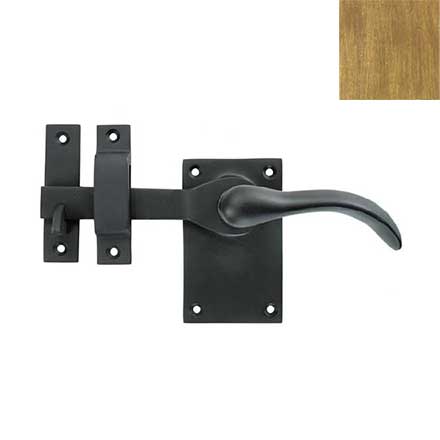 Forever Hardware [F1-101-00-LH-C] Solid Bronze Passage Gate Drop Bar Latch - Square Plate - Left Handed - Champagne Finish - 5&quot; L