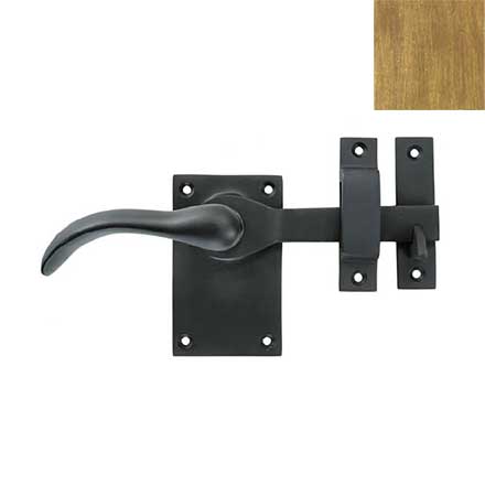 Forever Hardware [F1-101-00-RH-C] Solid Bronze Passage Gate Drop Bar Latch - Square Plate - Right Handed - Champagne Finish - 5&quot; L