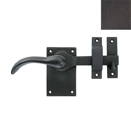 Forever Hardware [F1-101-00-RH-E] Solid Bronze Passage Gate Drop Bar Latch - Square Plate - Right Handed - Espresso Finish - 5&quot; L