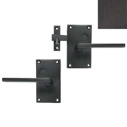 Forever Hardware [F1-400-00-SET-LH-E] Solid Bronze Gate Case Latch Set - Square Plate - Left Hand - Espresso Finish - 5&quot; H x 2 3/4&quot; W