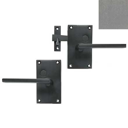 Forever Hardware [F1-400-00-SET-LH-P] Solid Bronze Gate Case Latch Set - Square Plate - Left Hand - Platinum Finish - 5&quot; H x 2 3/4&quot; W