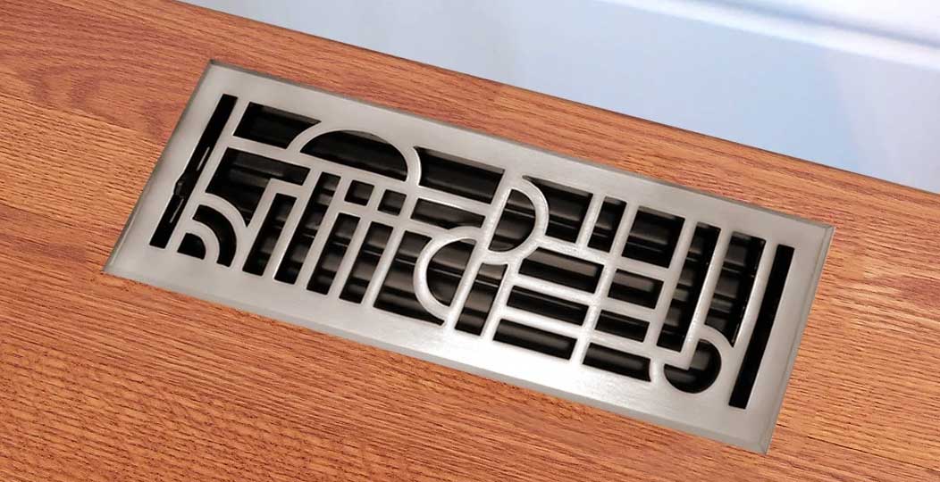 Brushed Nickel Finish Art Deco Floor Registers Heat Vent