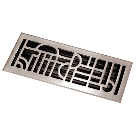 HRV Industries [08-412-C] Brass Decorative Floor Register Vent Cover - Art Deco - 4&quot; x 12&quot;