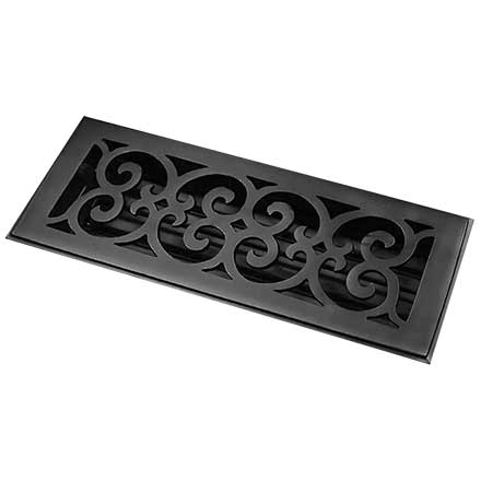 HRV Industries [06-214-A-19] Cast Iron Decorative Floor Register Vent Cover - Scroll - Black Finish - 2&quot; x 14&quot;