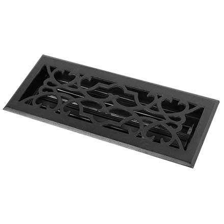HRV Industries [03-414-A-19] Cast Iron Decorative Floor Register Vent Cover - Victorian - Black Finish - 4&quot; x 14&quot;
