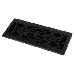 HRV Industries [03-210-A-19] Cast Iron Decorative Floor Register Vent Cover - Victorian - Black Finish - 2&quot; x 10&quot;