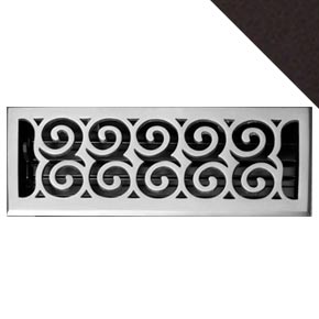 HRV Industries [07-614-A-19] Cast Iron Decorative Floor Register Vent Cover - Legacy Scroll - Black Finish - 6" x 14"