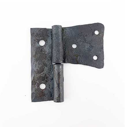 Hammered Hinges [102.05L-GF] Forged Iron Cabinet Hinge - Original Flag - Left Mount w/ Flush Mount Post - 1 3/4&quot; Flag